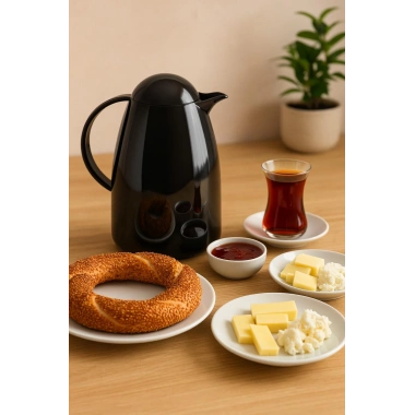 1 Lt Akrilik Siyah Çay Termosu 12 Saat Sıcak 24 Saat Soğuk-2828