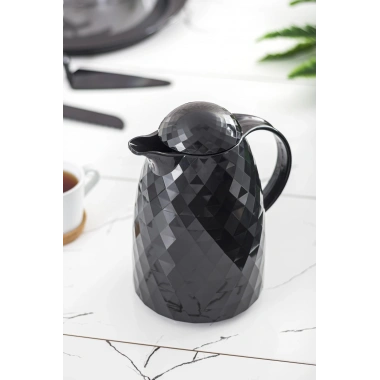 1 Lt Akrilik Siyah Çay Termosu 12 Saat Sıcak 24 Saat Soğuk