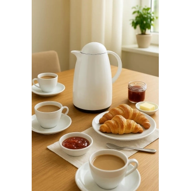 1 Lt Akrilik Soft Beyaz Çay Termosu 12 Saat Sıcak 24 Saat Soğuk