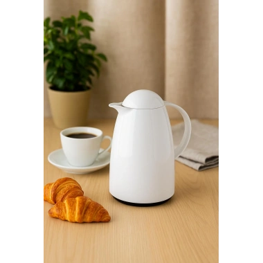 1 Lt Akrilik Soft Beyaz Çay Termosu 12 Saat Sıcak 24 Saat Soğuk