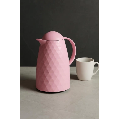 1 Lt Akrilik Soft Pembe Çay Termosu 12 Saat Sıcak 24 Saat Soğuk