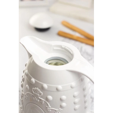 1 LT Isı Yalıtımlı Çay Ve Soğuk Su Termosu Beyaz (12 Saat Sıcak Tutar& İçi Camdır)