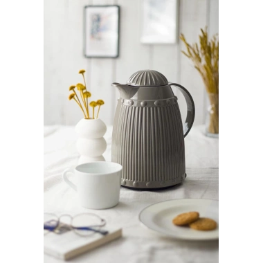 1 LT Isı Yalıtımlı Çay Ve Soğuk Su Termosu Gri (12 Saat Sıcak Tutar& İçi Camdır)