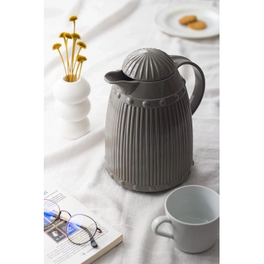 1 LT Isı Yalıtımlı Çay Ve Soğuk Su Termosu Gri (12 Saat Sıcak Tutar& İçi Camdır)