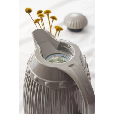 1 LT Isı Yalıtımlı Çay Ve Soğuk Su Termosu Gri (12 Saat Sıcak Tutar& İçi Camdır)