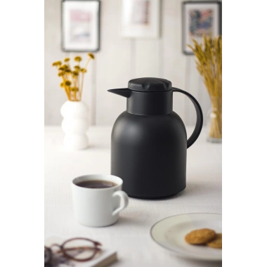 1 LT Isı Yalıtımlı Çay Ve Soğuk Su Termosu Siyah (12 Saat Sıcak Tutar& İçi Camdır)