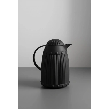 1 LT Isı Yalıtımlı Çay ve Soğuk Su Termosu Siyah (12 Saat Sıcak Tutar & İçi Camdır)