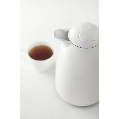 1 LT Isı Yalıtımlı Çay Ve Soğuk Su Termosu Soft Beyaz (12 Saat Sıcak Tutar& İçi Camdır)