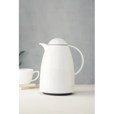 1 LT Isı Yalıtımlı Çay Ve Soğuk Su Termosu Soft Beyaz (12 Saat Sıcak Tutar& İçi Camdır)