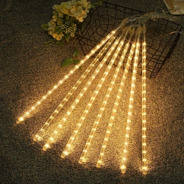 10'lu 45 cm Plastik Meteor LED USB 2M Kablo Sarı Renk Ağaç Işığı – Renk Değiştiren Asmalı Dekoratif Bahçe ve Dış Mekan Aydınlatması (5468)