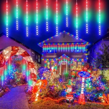 10'lu 45 CM Uzunluğunda Plastik Meteor 2m Kablo LED USB RGB Ağaç Işığı – Renk Değiştiren Asmalı Dekoratif Bahçe ve Dış Mekan Aydınlatması (5468)