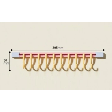 10 Kancalı Raylı Mutfak ve Banyo Düzenleyici Askı 30 cm