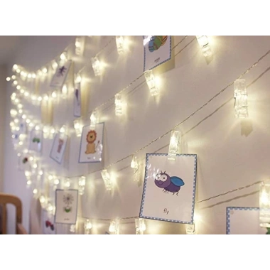 10lu Led Işıklı Fotoğraf Mandalları