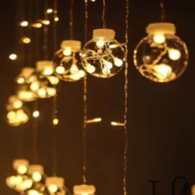 10 Sarkıtlı Kumandalı Dekoratif Top İçi Mini Toplu LED Günışığı Rengi Dekoratif Aydınlatma (5468)