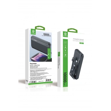 10000 mAh Micro Type-C USB Lightning 4 Kablolu Hızlı Kablosuz Şarj Powerbank (5468)