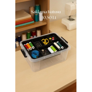10,5 L Şeffaf Saklama Kutusu & Organizer Düzenleme Kutusu
