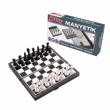 1050170 Manyetik Satranç-Tavla 2si 1 Arada Küçük Boy