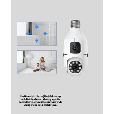 1080P WiFi Ampul Kamera Uzaktan Erişimli Hareket Sensörlü Gece Görüşlü