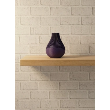 11 cm Mor Minimal Çizgili Vazo Masa Üstü Şık Dekor Objesi