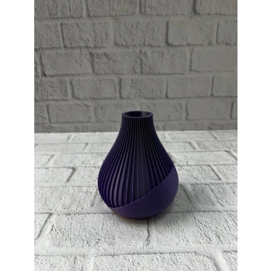 11 cm Mor Minimal Çizgili Vazo Masa Üstü Şık Dekor Objesi