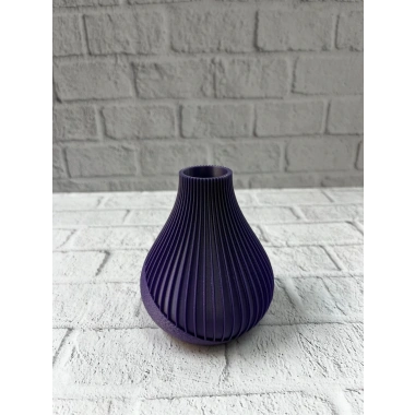 11 cm Mor Minimal Çizgili Vazo Masa Üstü Şık Dekor Objesi