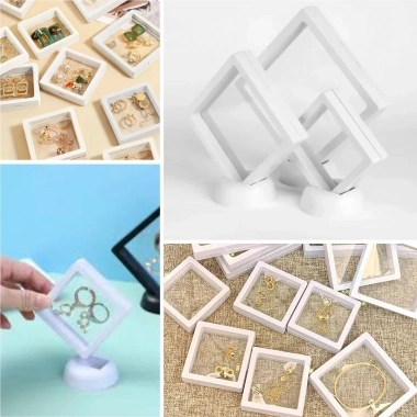11x11cm Standlı 3D Takı Ziynet Hatıra Koleksiyon Saklama Kutusu Şeffaf Film Çerçevesi (5468)