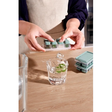 12 Hazneli Bas Çıkar Buzluk & Buz Kabı Mavi