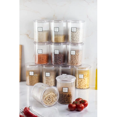 12li Barok Yuvarlak Büyük Kavanoz Seti & Saklama Kabı & Erzak Kabı (12*2000 ML)