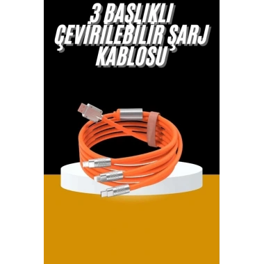 120W 3 İn 1 Uyumlu Silikon Şarj Kablosu Hızlı Şarj Kablosu