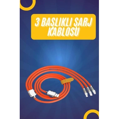 120W Silikon Metal Uçlu LED Işıklı 3 In1 Şarj Kablosu 1.2m