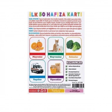 1475 İlk 50 Hafıza Kartları (Memory Game) -Dıytoy