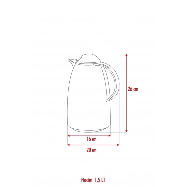 1.5 LT Isı Yalıtımlı Çay Ve Soğuk Su Termosu Şeffaf (12 Saat Sıcak Tutar& İçi Camdır)