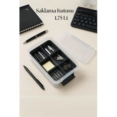 1,75 L Şeffaf Saklama Kutusu & Organizer Düzenleme Kutusu