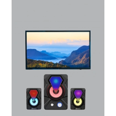 2+1 RGB LED Işıklı Güçlü Bas Sistemli Bilgisayar Hoparlörü