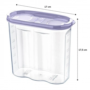 2 Kapaklı Ölçekli Erzak Kuru Gıda Saklama Kutusu Kabı - 1,7 Litre - SA935 (5468)