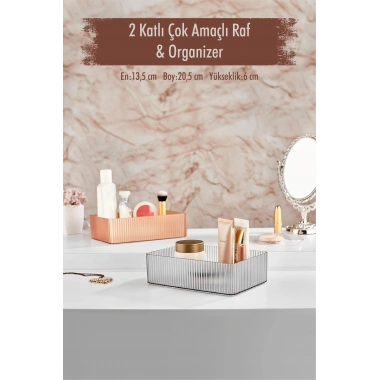 2 Katlı Kullanılabilen Makyaj Kutusu & Çok Amaçlı Kutu & Organizer
