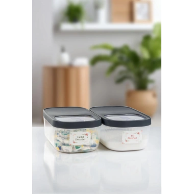 2Li 5 LT Multibox Kayar Kapaklı Saklama Kabı & Erzak Kabı & Toz Ve Tablet Deterjan Kutusu ( ETİKET HEDİYELİ )