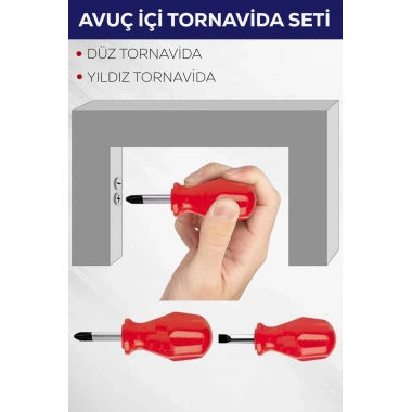 2li Avuç Içi Tornavida Seti Düz Yıldız