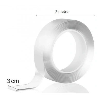2 metre 2 cm Çift Taraflı Şeffaf Bant (5468)