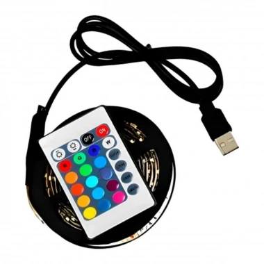 2 Metre Kumandalı USB LED Şerit Işık – Renk Ayarlı Dekoratif Ortam ve Ambiyans Aydınlatması (5468)