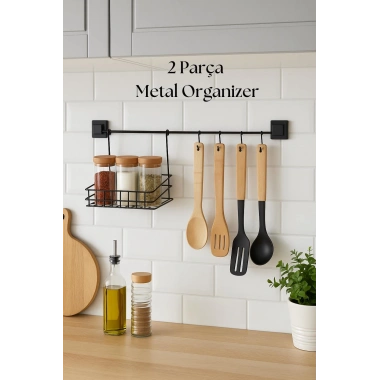 2 Parça Metal Askılı Mutfak Organizeri & Mutfak Rafı & Sepet