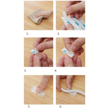 20'li Yapışkanlı Kablo Sabitleyici Şeffaf Klips (5468)