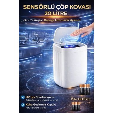 20 Litre El Algılayan Sensörlü Çöp Kovası