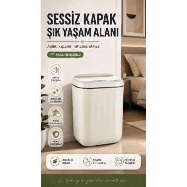 20 Litre Hacim Sensörlü Çöp Kutusu Hareket Algılayan Antibakteriyel