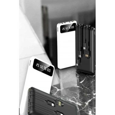 20.000 Mah Led Işıklı LCD Ekran USB Girişli Type-C Lightning Powerbank