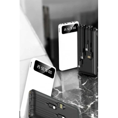 20.000 Mah Led Işıklı LCD Ekran USB Girişli Type-C Lightning Powerbank