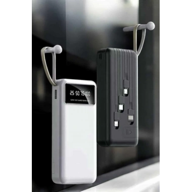 20.000 Mah Led Işıklı LCD Ekran USB Girişli Type-C Lightning Powerbank