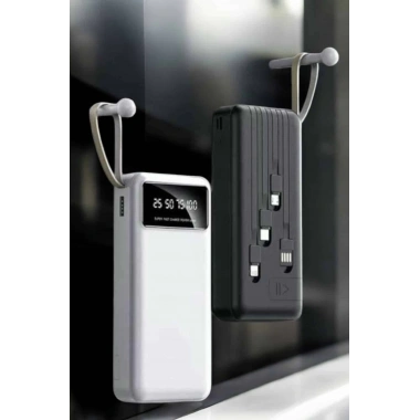 20.000 Mah Led Işıklı LCD Ekran USB Girişli Type-C Lightning Powerbank