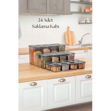 24lü 3 Boy Kavanoz Seti & Saklama Kabı & Erzak Kabı 8x650/1300/1900 Ml (40 Lı Etiket Hediyeli)