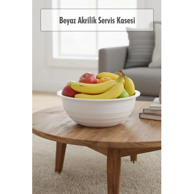 2,5 Lt Beyaz Akrilik Servis Kasesi & Karıştırma Kabı